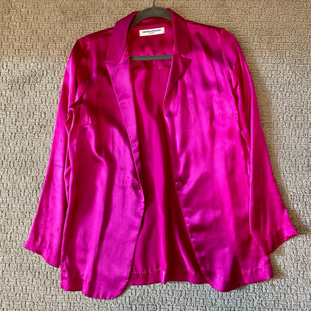 COPY - Hot Pink Silk Blazer, Amanda Uprichard, Size S/M, Business Casual, Dress…